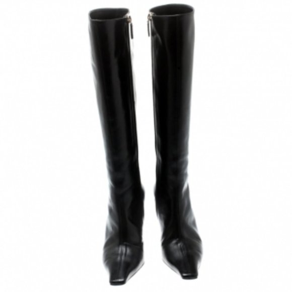 RARE Gucci G heel knee high leather boots 37.5 - Picture 7 of 8